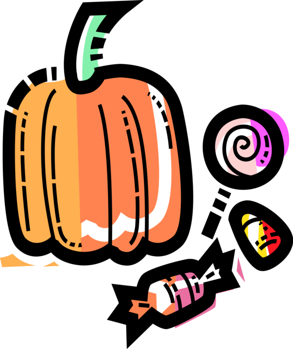 Vector Illustration of Halloween Trick or Treat Jack-o'-Lantern Carved Pumpkin