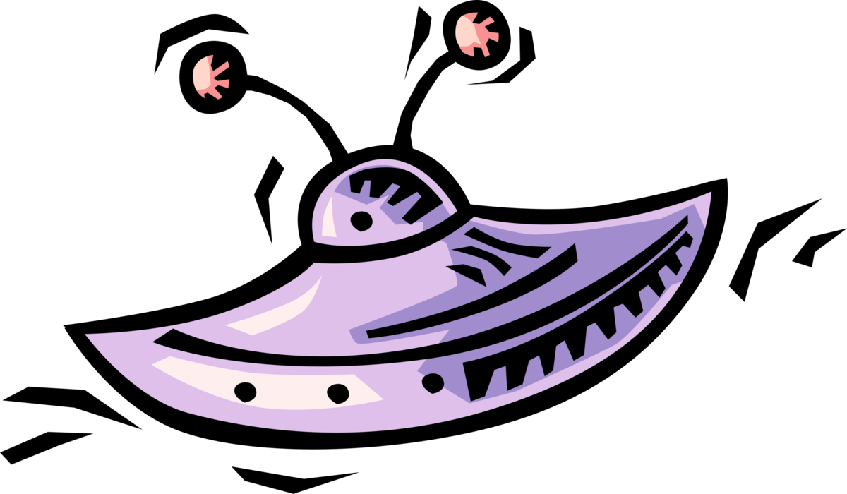 Vector Illustration of UFO Flying Saucer Outer Space Extraterrestrial Spaceship Unidentified Flying Object