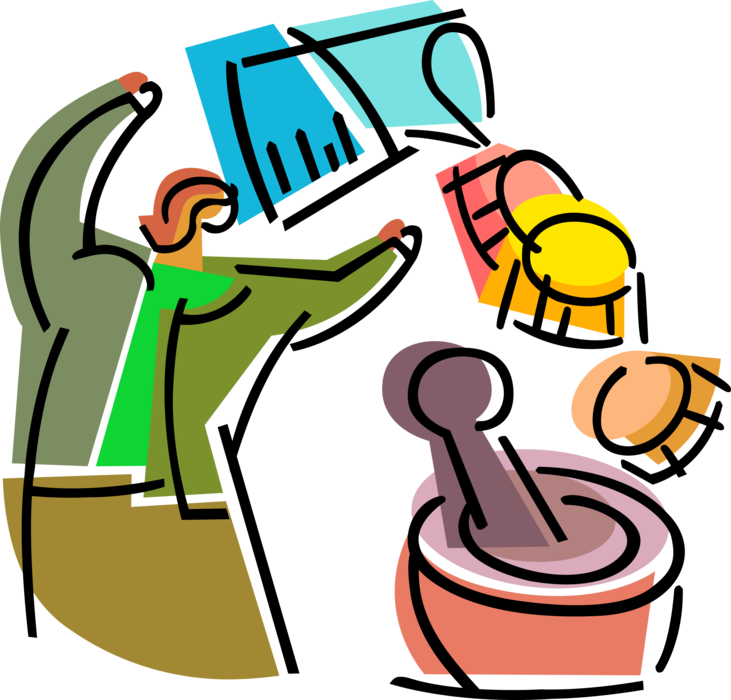 Vector Illustration of Financial Investment in Pharmaceutical Medicine Research and Development with Cash Money, Mortar and Pestle