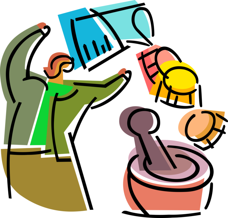 Vector Illustration of Financial Investment in Pharmaceutical Medicine Research and Development with Cash Money, Mortar and Pestle