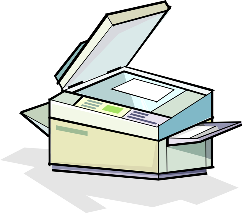 Vector Illustration of Business Office Photocopier Copies and Prints Documents