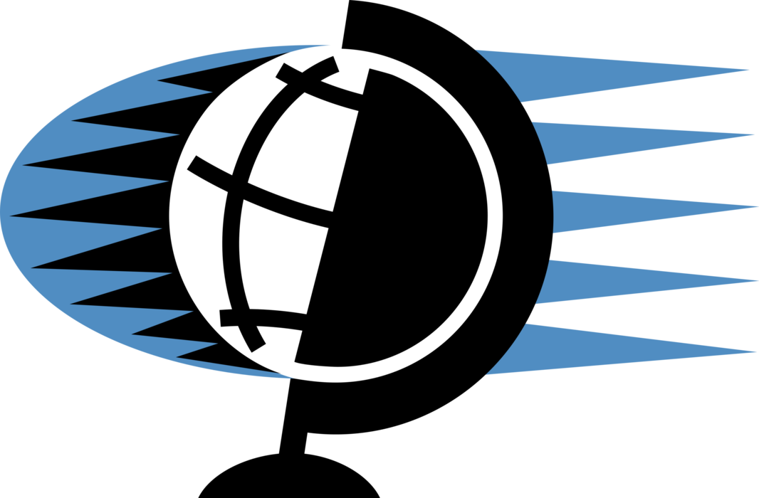Vector Illustration of Three-Dimensional, Spherical, Scale Model Terrestrial Geographical World Globe