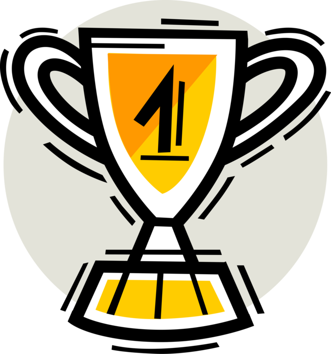 Vector Illustration of Winner's Winning Prize Trophy Award Cup Recognizing Specific Achievement