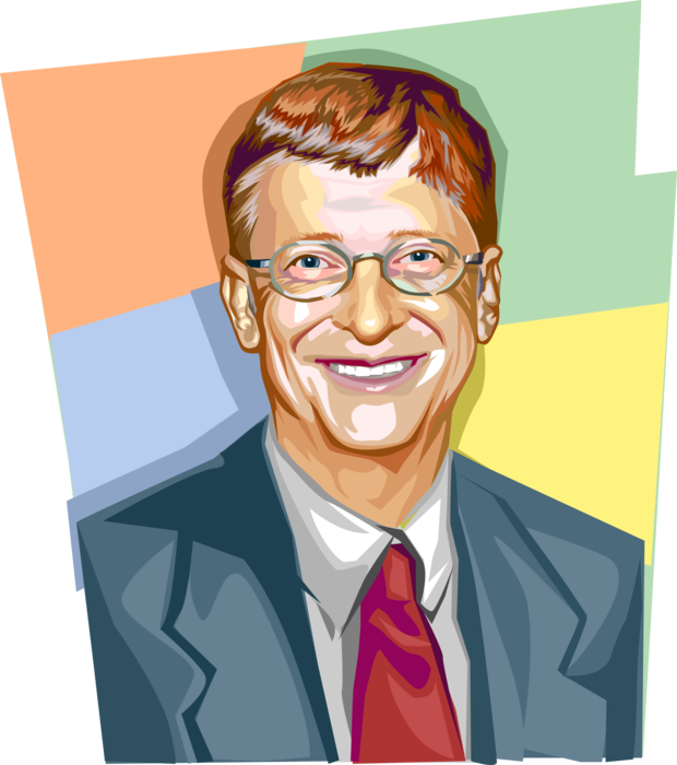 Vector Illustration of Bill Gates American Business Magnate, Investor, Author and Philanthropist Microsoft Founder