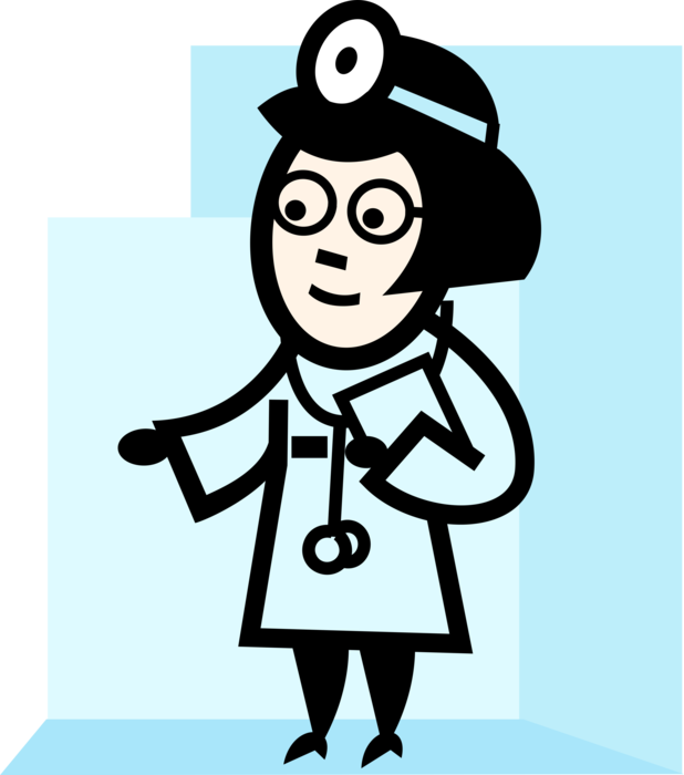 Vector Illustration of Hospital Health Care Nurse with Patient Chart