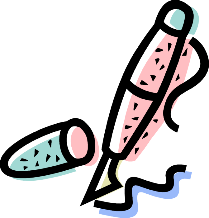 Vector Illustration of Fountain Pen Writing Instrument