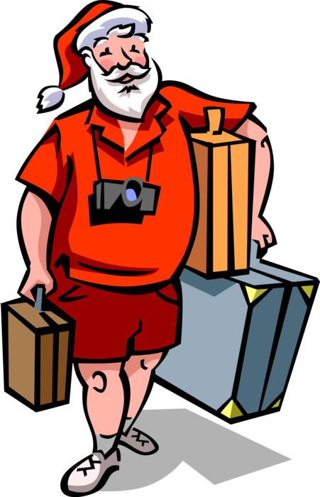 Vector Illustration of Santa Claus Goes on Well Deserved Holiday Vacation in the Sun after Christmas