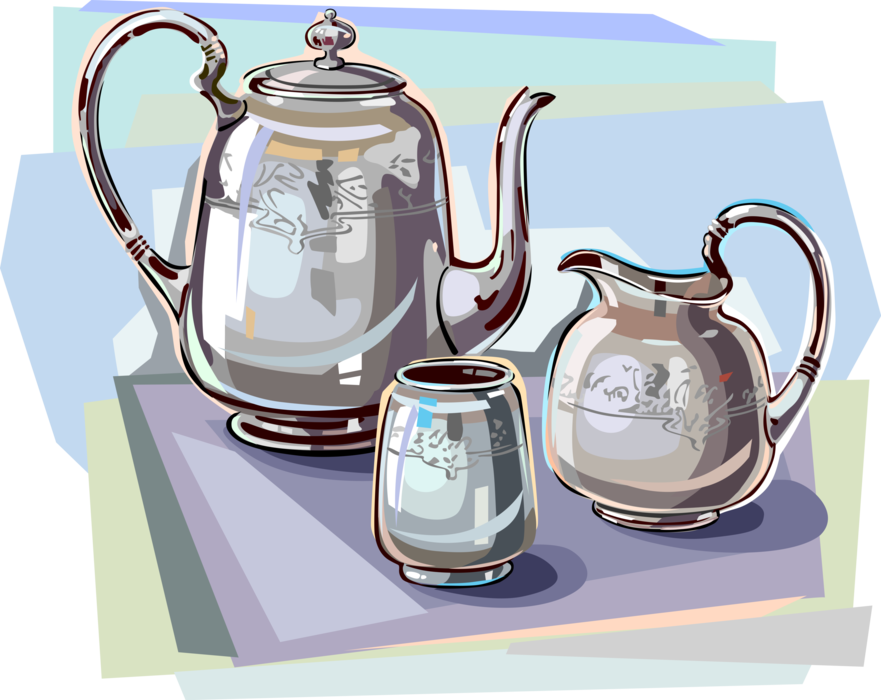 Vector Illustration of Silver Tea Service Set