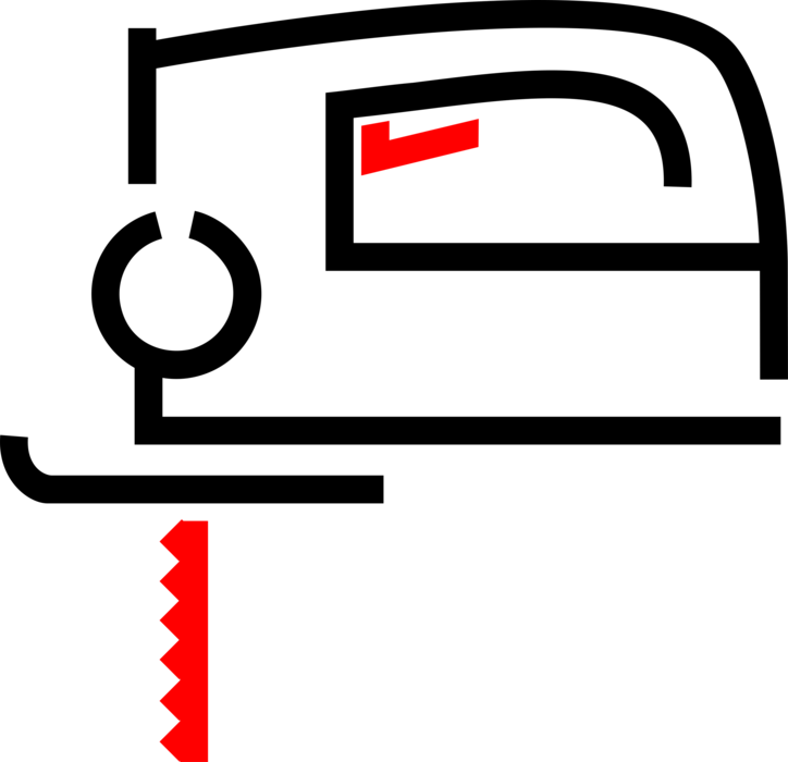 Vector Illustration of Electric Powered Jigsaw Tool for Cutting Arbitrary Curves