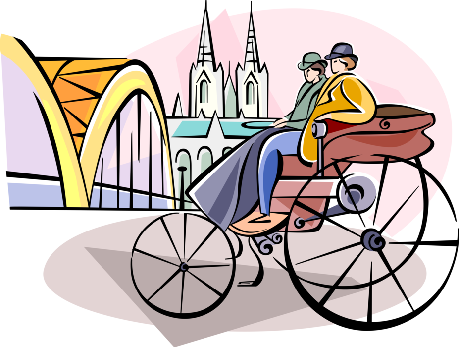 Vector Illustration of European Transportation Inventor Karl Benz