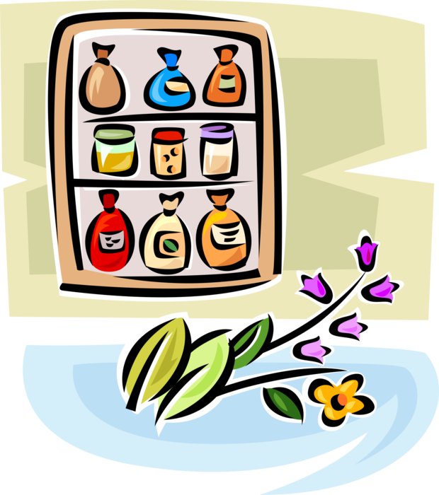 Vector Illustration of Herbaceous Plant Organic Natural Ingredients Herbs and Spices