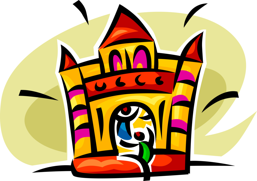 Vector Illustration of Inflatable Fun House Carnival or Amusement Park Ride