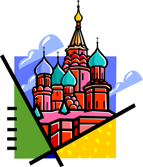 Vector Illustration of St Basil's Christian Church Cathedral on Red Square, Moscow, Russia