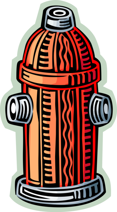 Vector Illustration of Fire Hydrant Connects Firefighters Hose to Water Supply to Fight Fire