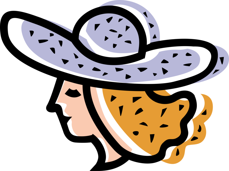 Vector Illustration of Woman Wears Summer Fashion Hat