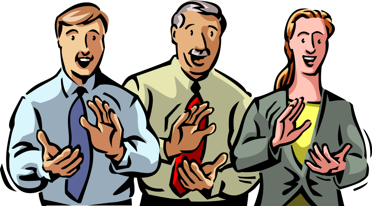 Vector Illustration of Business Associates Applaud to Acknowledge and Praise by Clapping with Hands