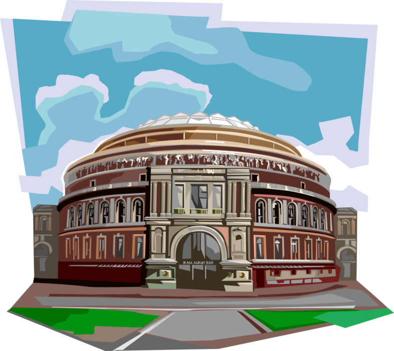 Vector Illustration of Royal Albert Hall Concert Hall South Kensington, London, United Kingdom