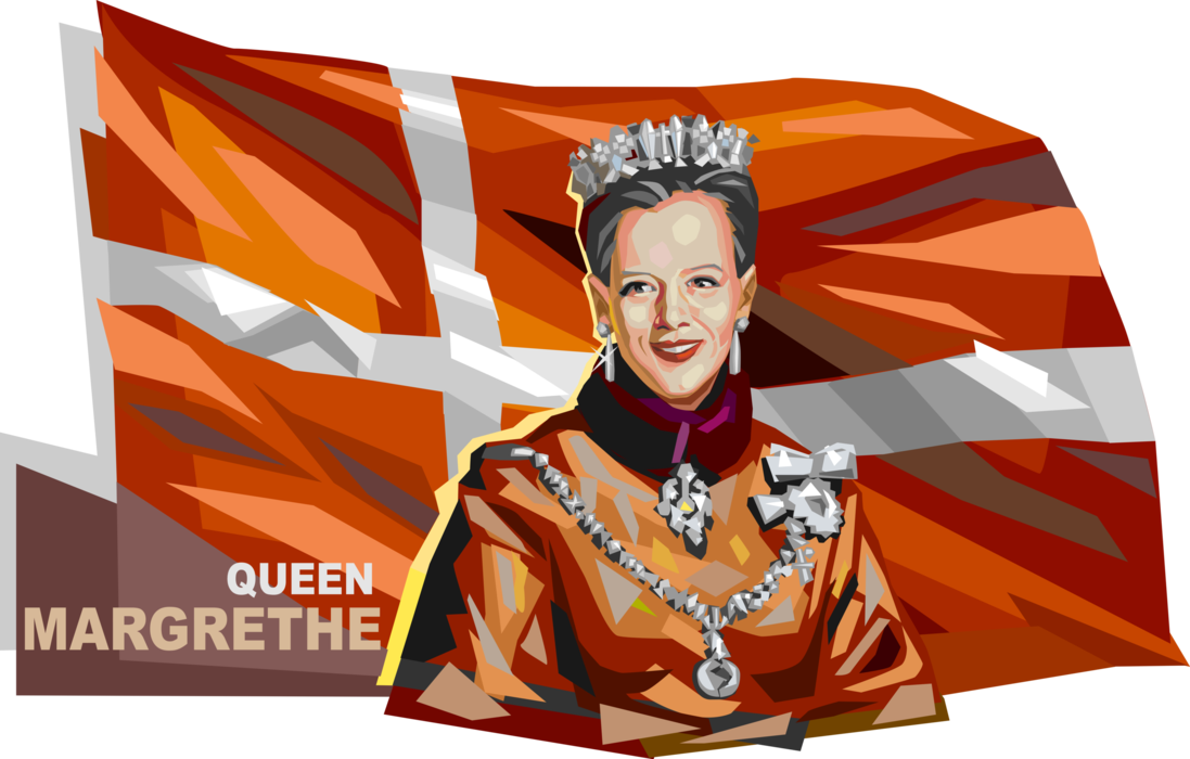Vector Illustration of Queen Margrethe II, Queen of Denmark
