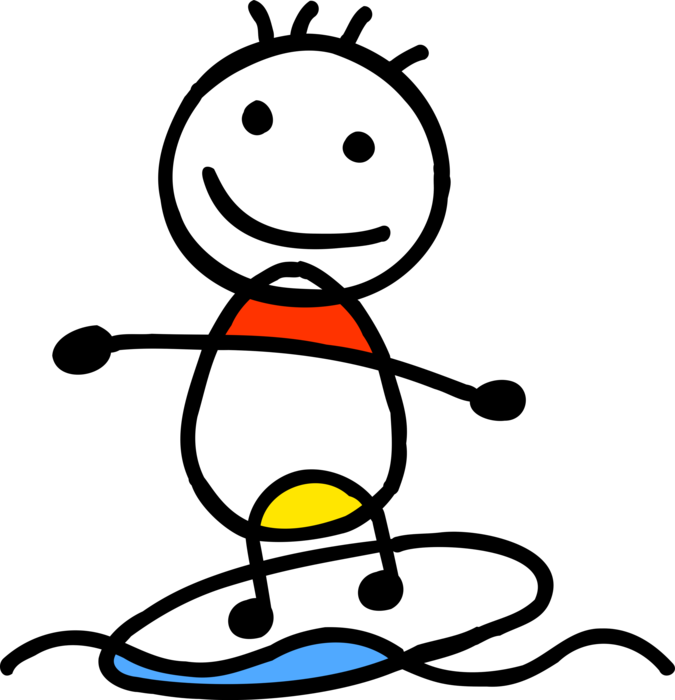 Vector Illustration of Surfer on Surfboard Surfing Ocean Waves