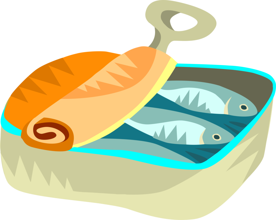 Vector Illustration of Tin or Can of Sardines Nutrient-Rich Fish