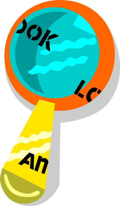 Vector Illustration of Magnification Through Convex Lens Magnifying Glass