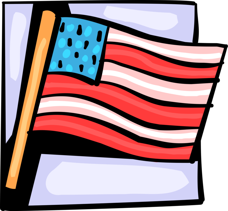 Vector Illustration of American Flag of United States of America Stars and Stripes