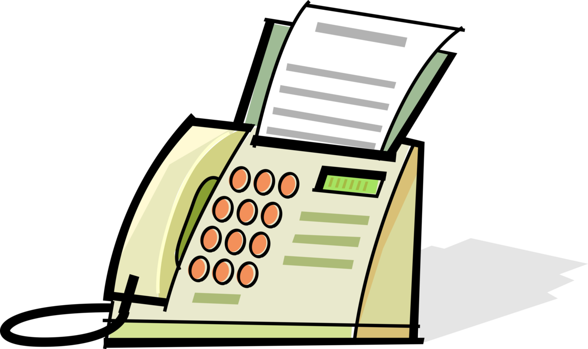 Vector Illustration of Office Telephone Phone and Fax Facsimile Telephonic Transmission Device
