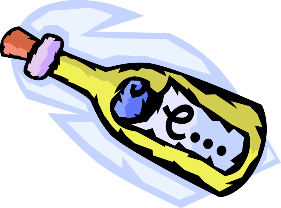 Vector Illustration of Email Message in Bottle Communication