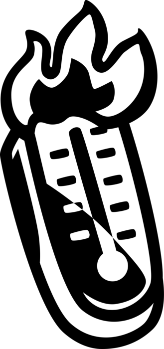 Vector Illustration of Thermometer Measures Scorching Heat Air Temperature or Temperature Gradient