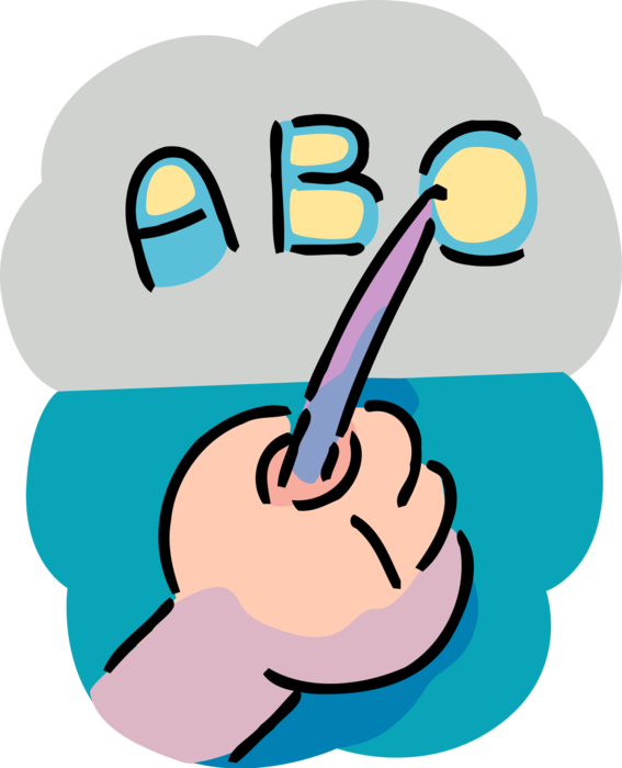 Vector Illustration of Teacher's Hand with Pointer in Classroom Teaches Reading ABC's