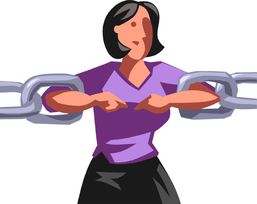 Vector Illustration of Businesswoman Plays Essential Role Holding Chain Links Together