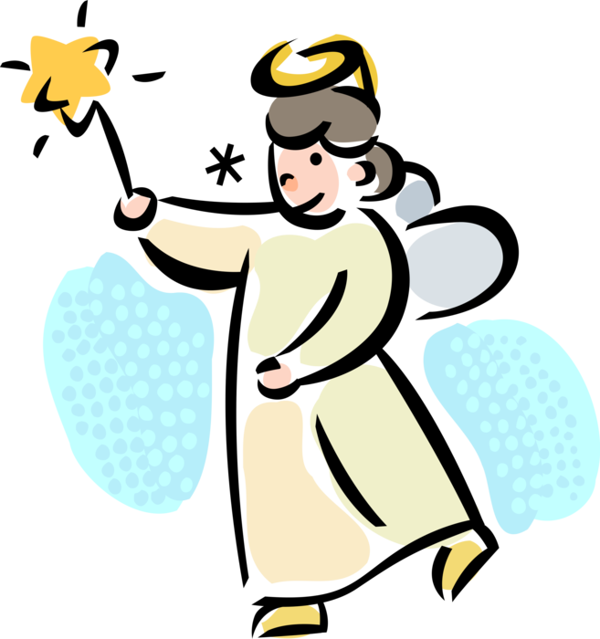Vector Illustration of Heavenly Spiritual Angel with Halo and Star