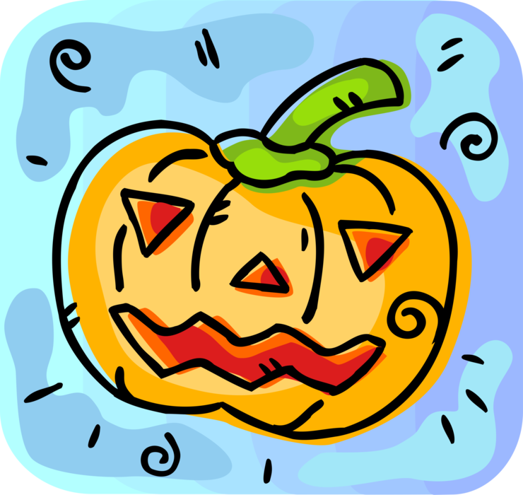 Vector Illustration of Halloween Trick or Treat Jack-o'-Lantern Carved Pumpkin