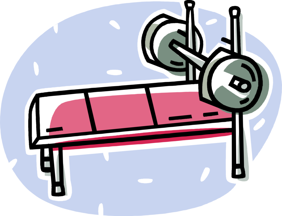 Vector Illustration of Bench Press used in Weight Training, Bodybuilding, Weightlifting with Barbell Weights