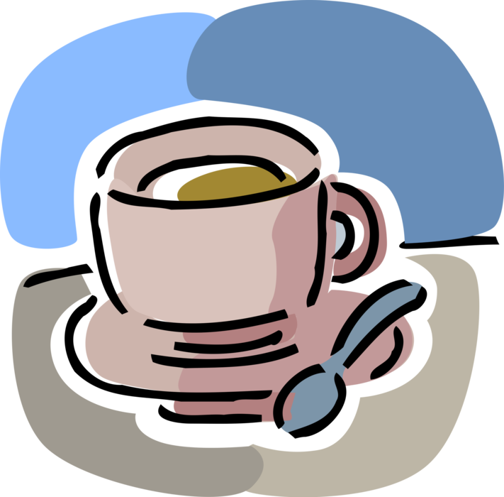 Vector Illustration of Teacup or Coffee Cup with Stir Spoon