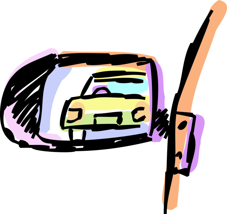 Vector Illustration of Motorist Driver's Side Mirror in Car Automobile Motor Vehicle