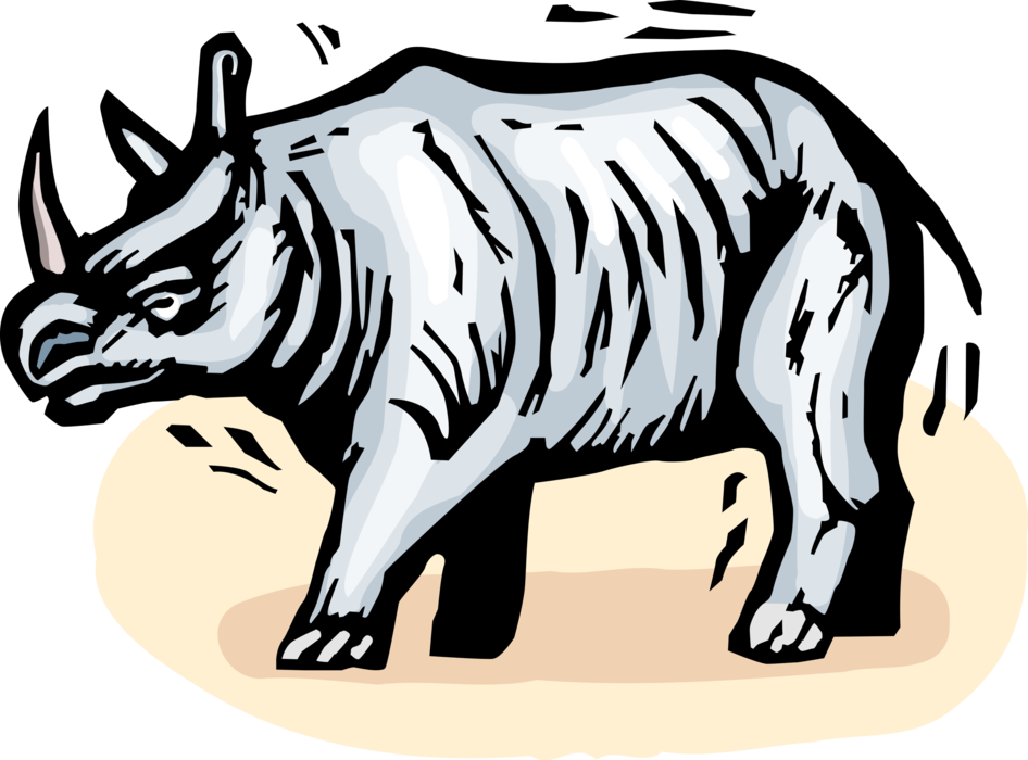 Vector Illustration of Thick-Skinned African Rhinoceros