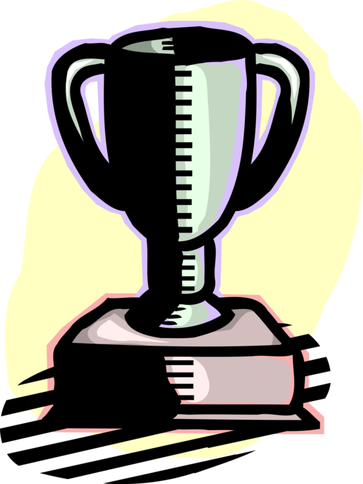 Vector Illustration of Winner's Trophy Cup Prize Award Recognizes Specific Achievement or Evidence of Merit