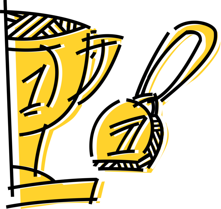 Vector Illustration of Winner's Trophy Cup Prize Award Recognizes Specific Achievement or Evidence of Merit