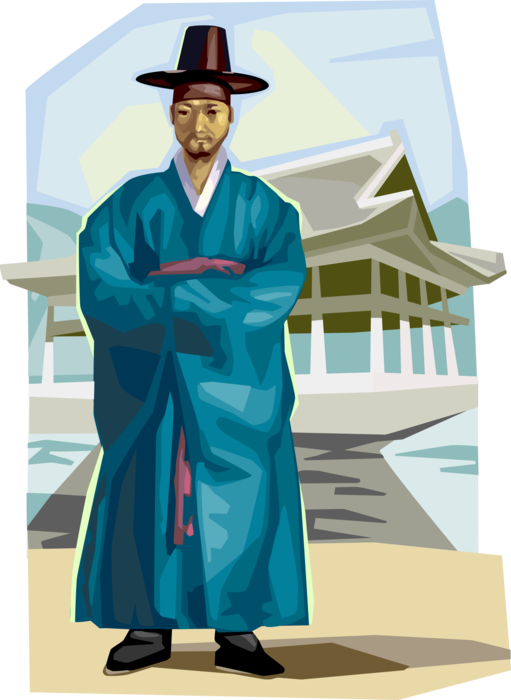 Vector Illustration of Traditional South Korean Clothing for Official of Choson Dynasty