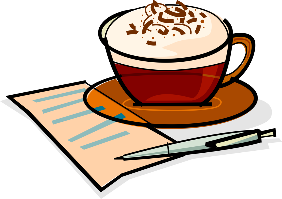 Vector Illustration of Cup of Cappuccino Italian Coffee Drink with Espresso, Hot Milk, and Steamed Milk Foam