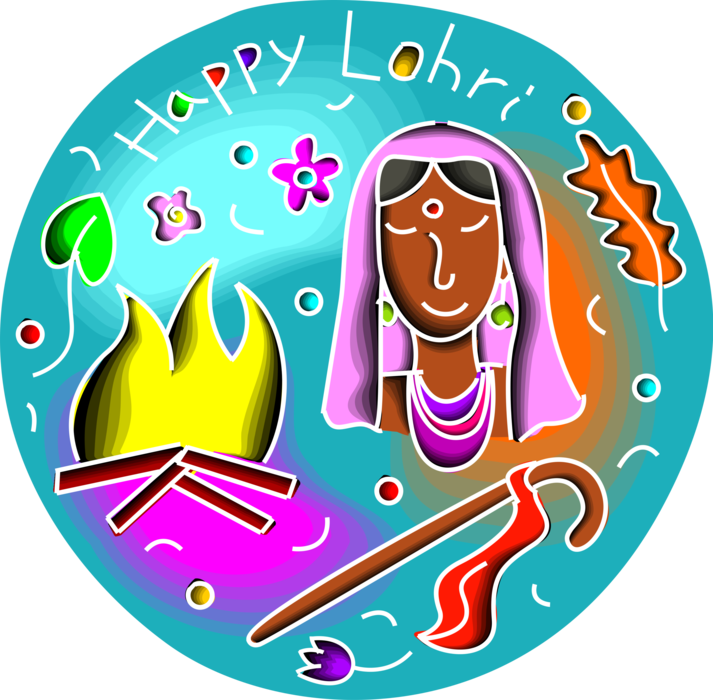 Vector Illustration of Punjabi Lohri Festival Celebration for People in Punjab Region of South Asia