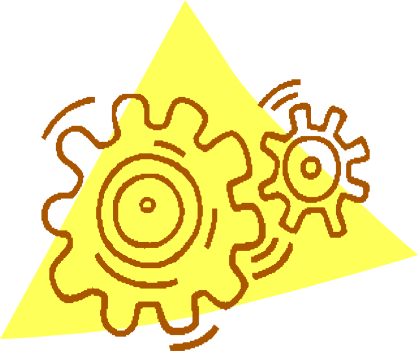 Vector Illustration of Gear Cogwheel Rotating Machine Mechanism with Cut Teeth or Cogs