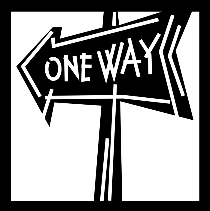 Vector Illustration of One Way Traffic Road Sign Direction Arrow Street Sign