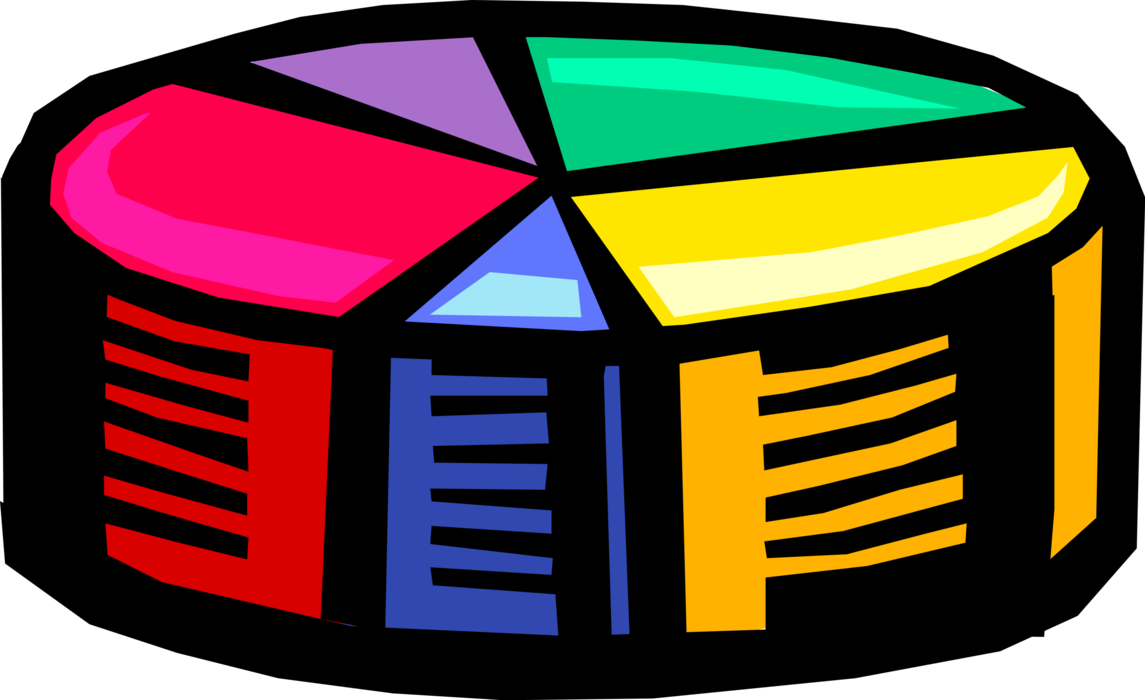 Vector Illustration of Pie Chart Statistical Infographic Divided into Slices to Illustrate Numerical Proportion