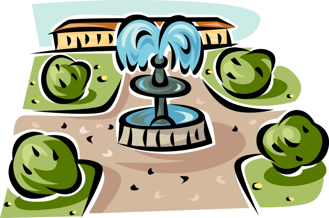 Vector Illustration of Garden Water Fountain