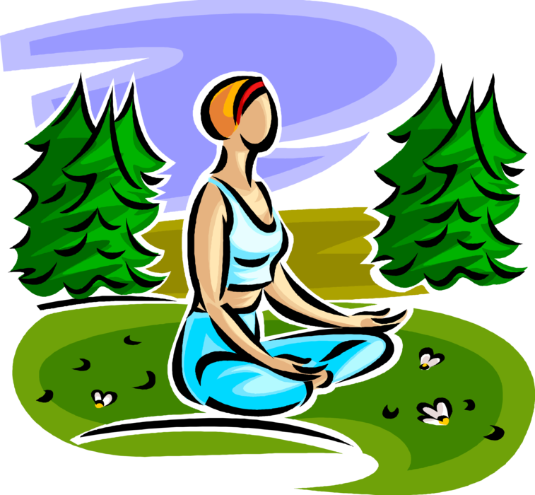 Vector Illustration of Yoga Physical, Mental, and Spiritual Discipline Originating in Ancient India