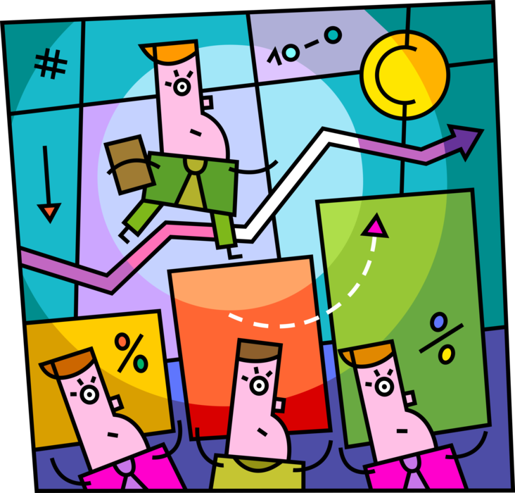 Vector Illustration of Businessman Champion Leads the Way to Achieving Corporate Sales Goals and Objectives