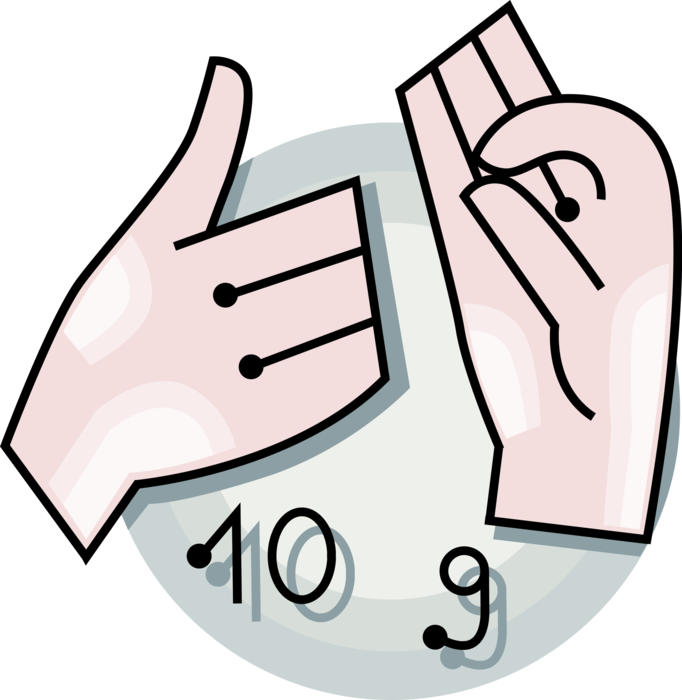 Vector Illustration of Hand Gestures Manual Communication Sign Language used by the Deaf