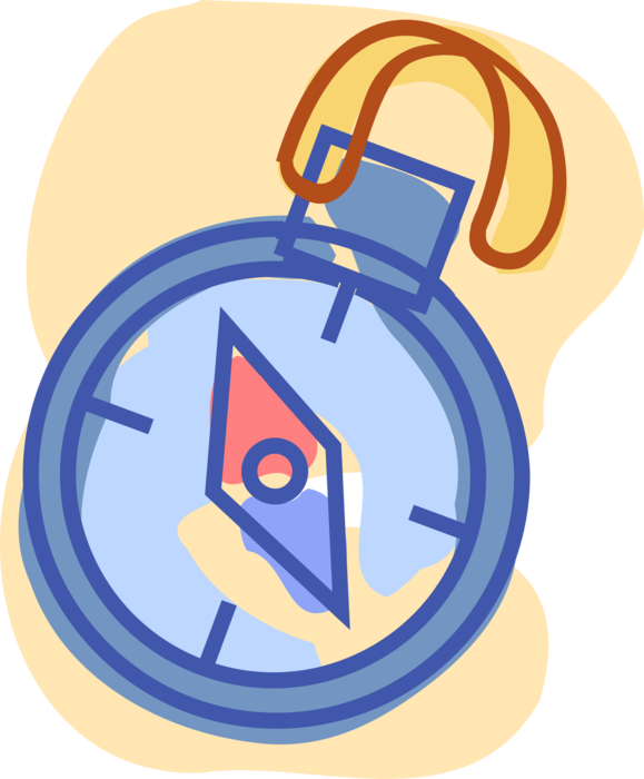 Vector Illustration of Magnetic Compass for Navigation and Finding Direction Points to "Magnetic North"